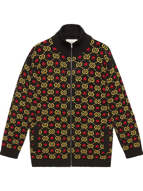 gucci gg star cotton jacquard bomber jacket|Gucci Bomber Jackets & Trenchcoats for Women .